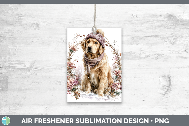 Golden Retriever Dogs 01 Winter Knit Hat Air Freshener Subli