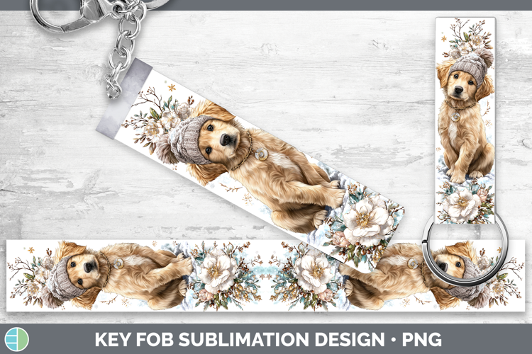 Golden Retriever Dogs 01 Winter Knit Hat Key Fob Sublimation
