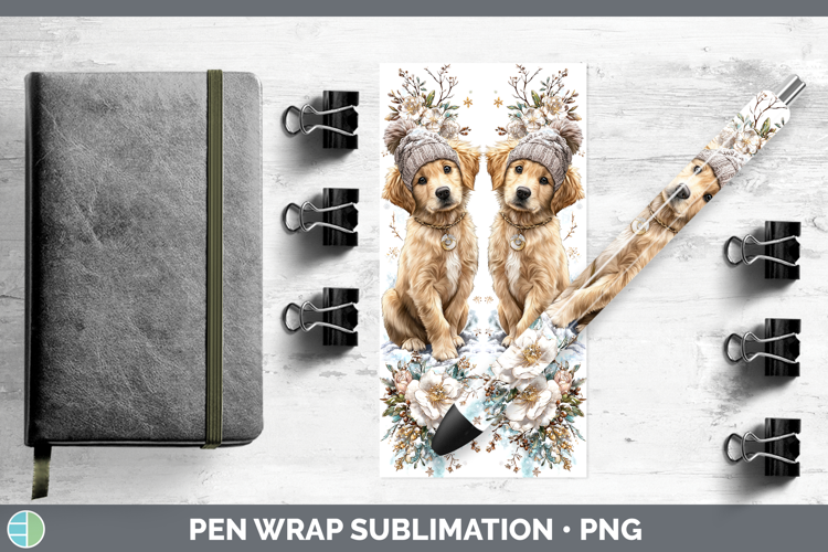 Golden Retriever Dogs 01 Winter Knit Hat Pen Wrap Sublimatio