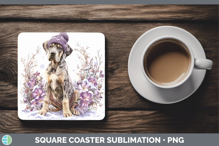 Great Dane Dogs 01 Winter Knit Hat Square Coaster Sublimatio