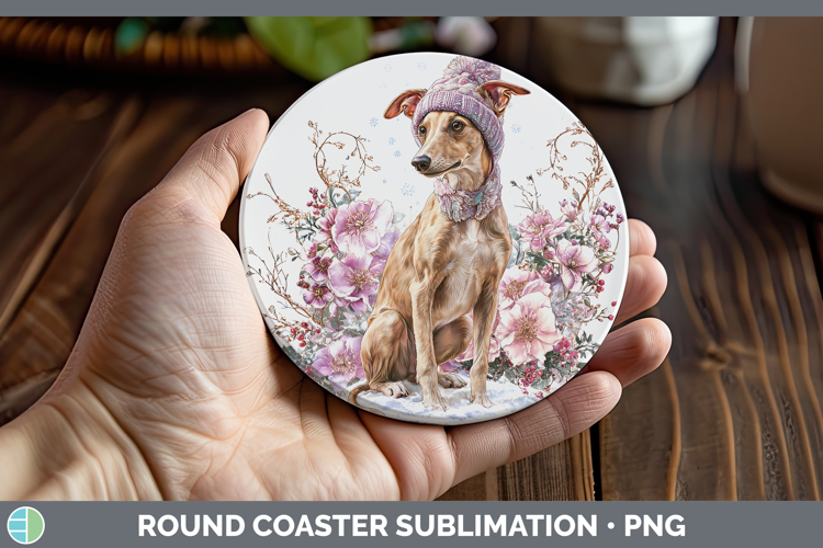 Greyhound Dogs 01 Winter Knit Hat Round Coaster Sublimation