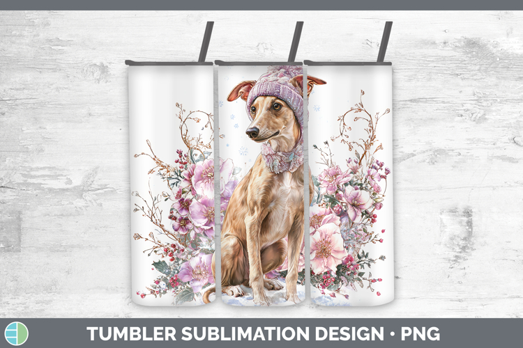 Greyhound Dogs 01 Winter Knit Hat Tumbler Sublimation Design