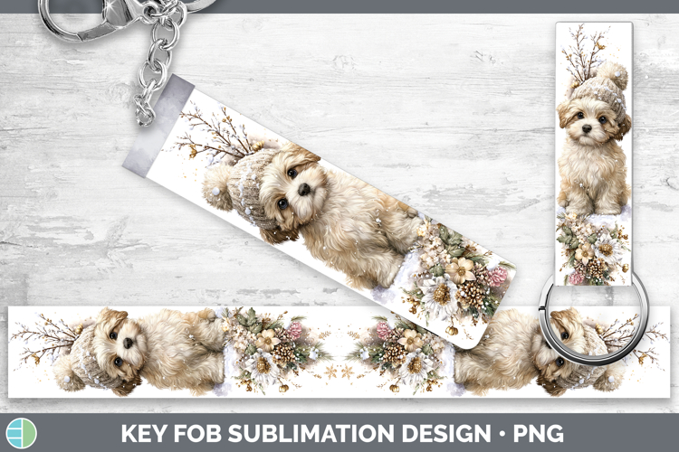 Lhasa Apso Dogs 01 Winter Knit Hat Key Fob Sublimation Desig