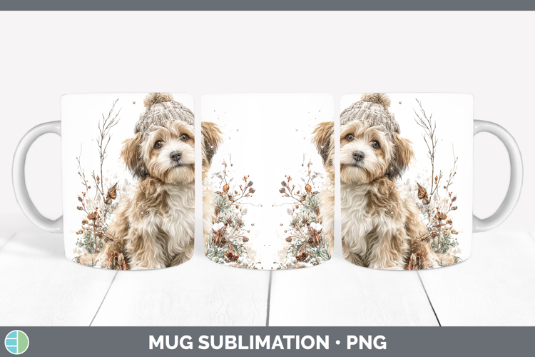Lhasa Apso Dogs 01 Winter Knit Hat Mug Wrap Sublimation Desi