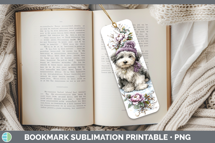 Old English Sheepdog Dogs 01 Winter Knit Hat Bookmark Sublim