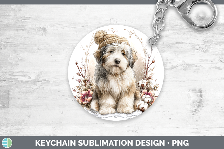 Old English Sheepdog Dogs 01 Winter Knit Hat Keychain Sublim