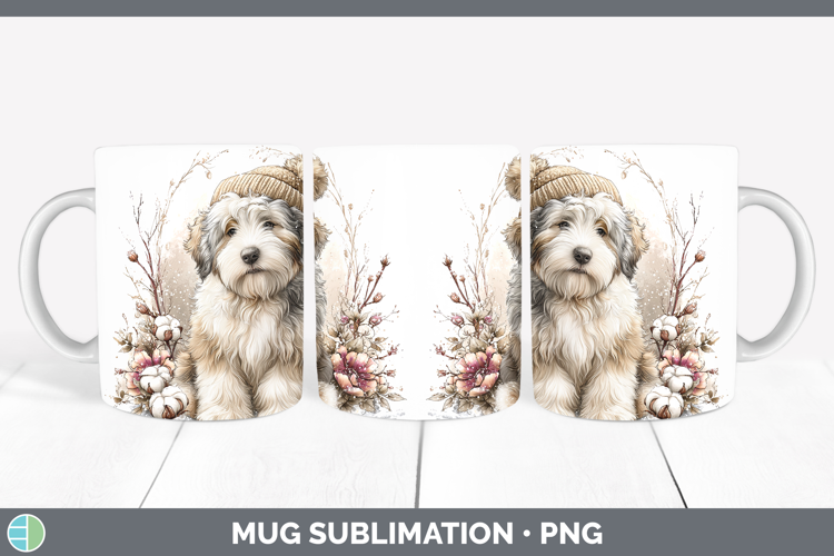 Old English Sheepdog Dogs 01 Winter Knit Hat Mug Wrap Sublim