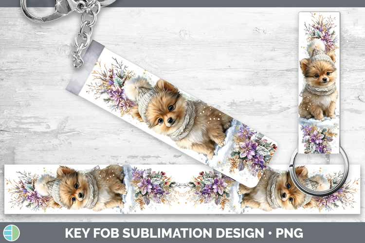Pomeranian Dogs 01 Winter Knit Hat Key Fob Sublimation Desig