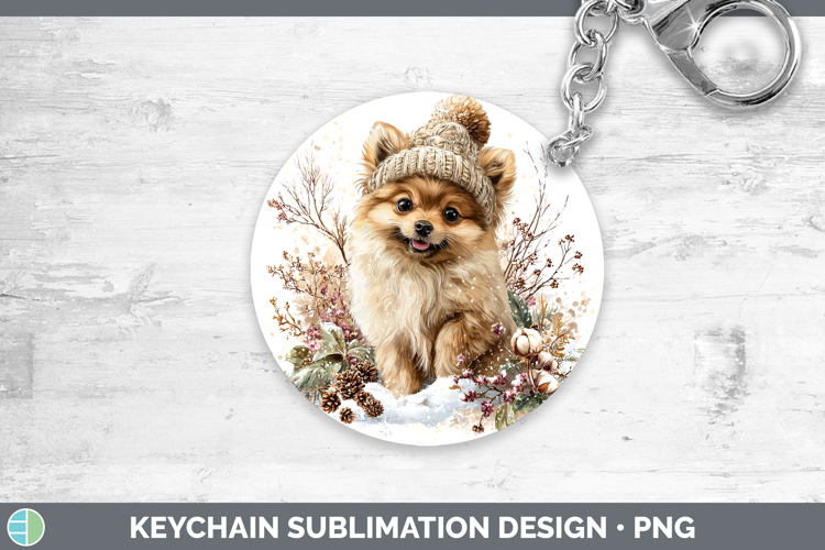 Pomeranian Dogs 01 Winter Knit Hat Keychain Sublimation Desi