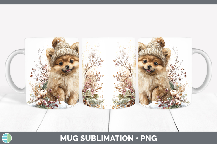 Pomeranian Dogs 01 Winter Knit Hat Mug Wrap Sublimation Desi