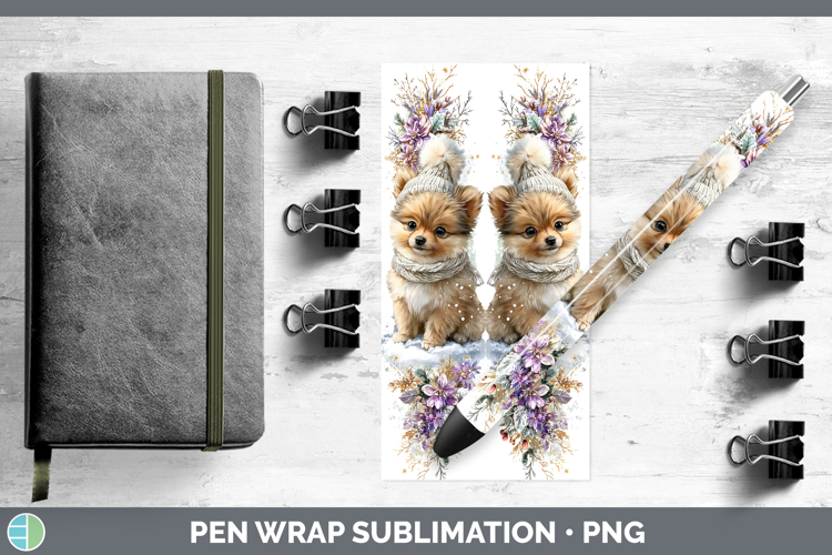 Pomeranian Dogs 01 Winter Knit Hat Pen Wrap Sublimation Desi