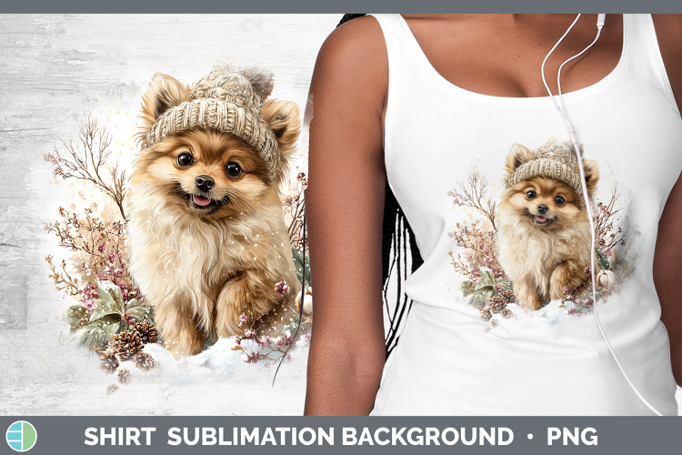 Pomeranian Dogs 01 Winter Knit Hat Shirt Sublimation Design
