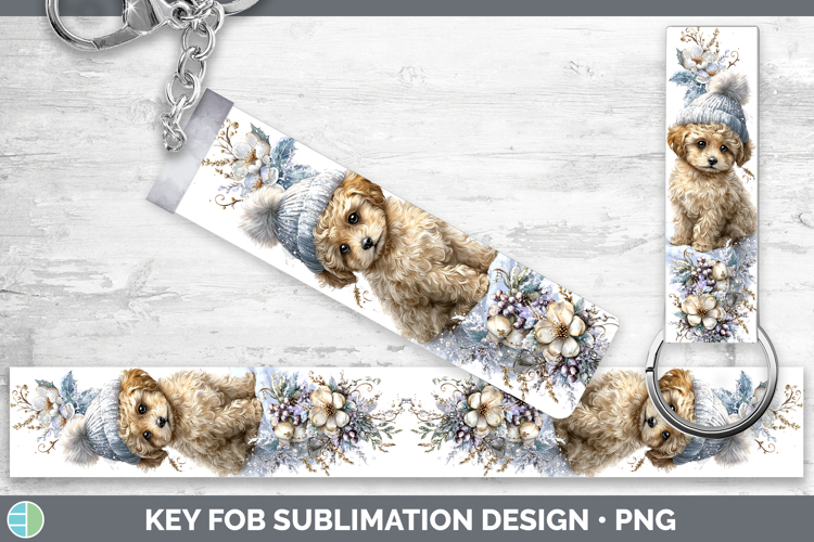 Poodle Dogs 01 Winter Knit Hat Key Fob Sublimation Design