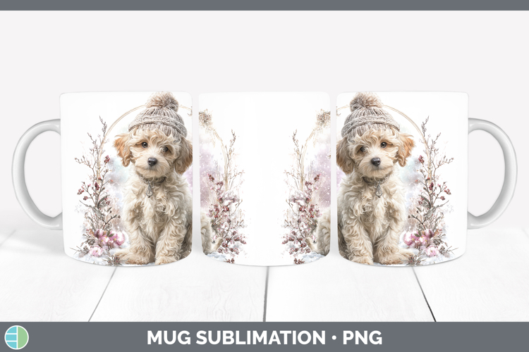 Poodle Dogs 01 Winter Knit Hat Mug Wrap Sublimation Design