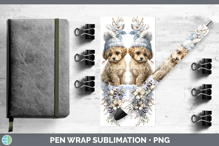 Poodle Dogs 01 Winter Knit Hat Pen Wrap Sublimation Design
