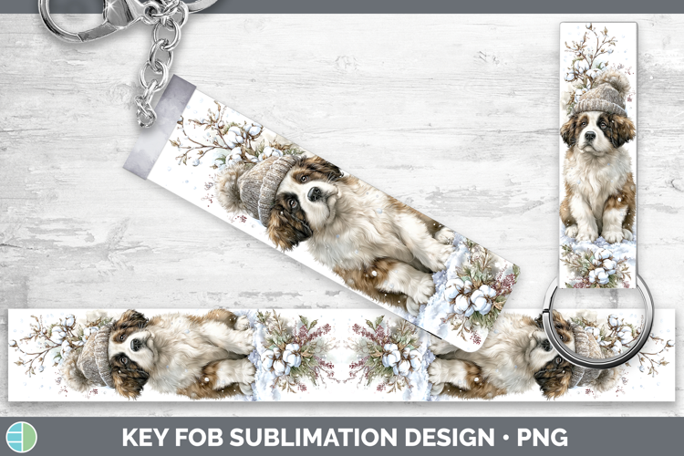 Saint Bernard Dogs 01 Winter Knit Hat Key Fob Sublimation De