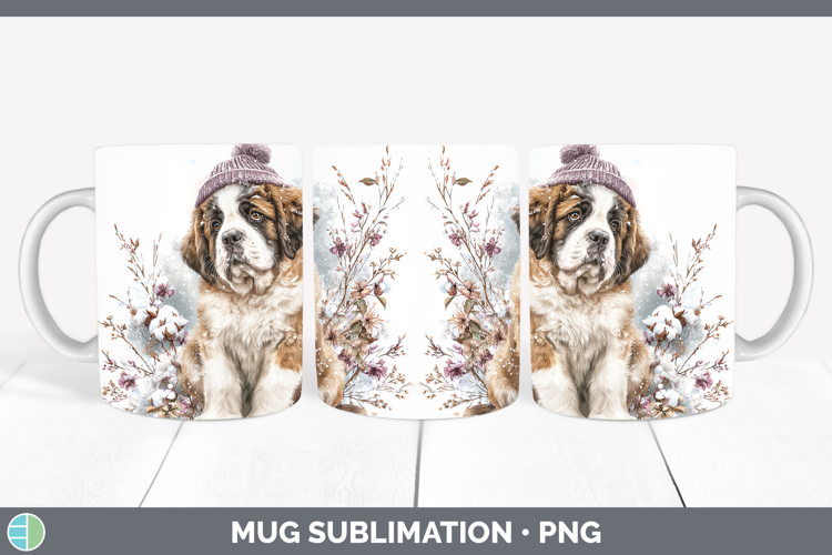 Saint Bernard Dogs 01 Winter Knit Hat Mug Wrap Sublimation D