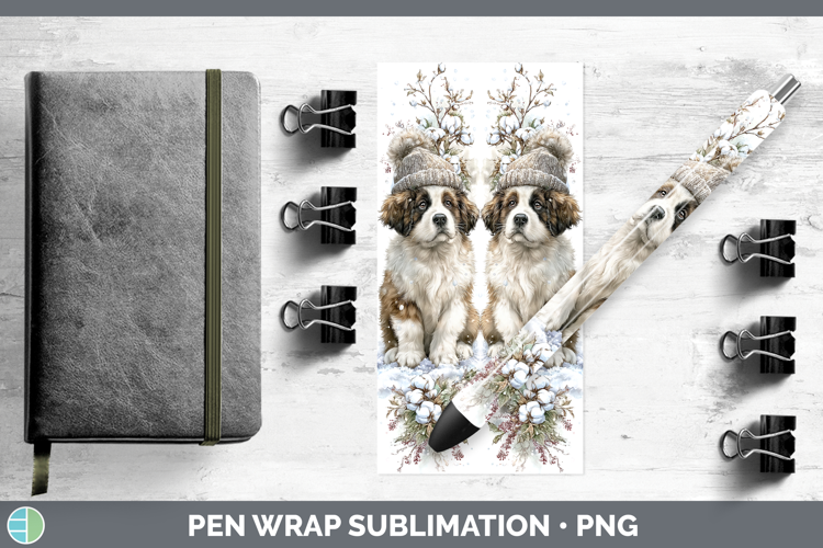 Saint Bernard Dogs 01 Winter Knit Hat Pen Wrap Sublimation D