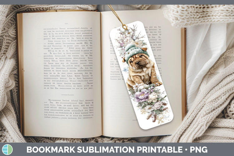 Shar Pei Dogs 01 Winter Knit Hat Bookmark Sublimation Design