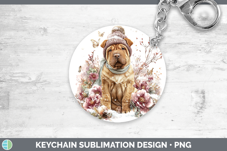 Shar Pei Dogs 01 Winter Knit Hat Keychain Sublimation Design