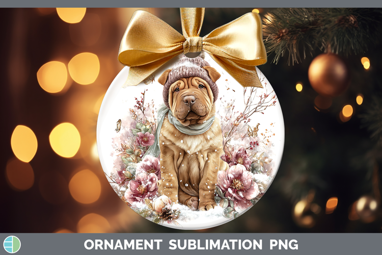 Shar Pei Dogs 01 Winter Knit Hat Ornament Sublimation Design