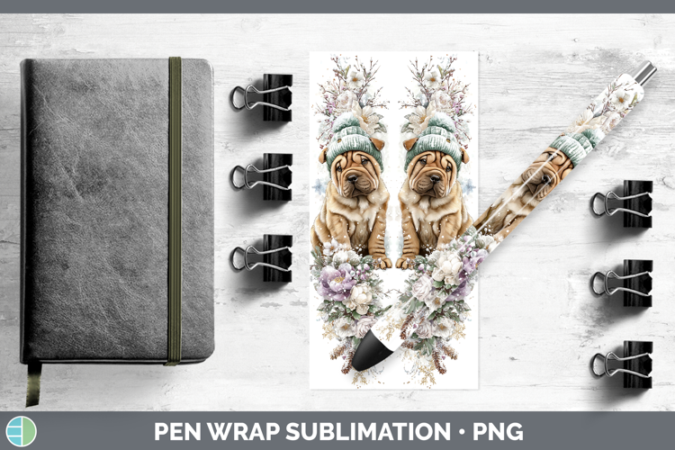 Shar Pei Dogs 01 Winter Knit Hat Pen Wrap Sublimation Design