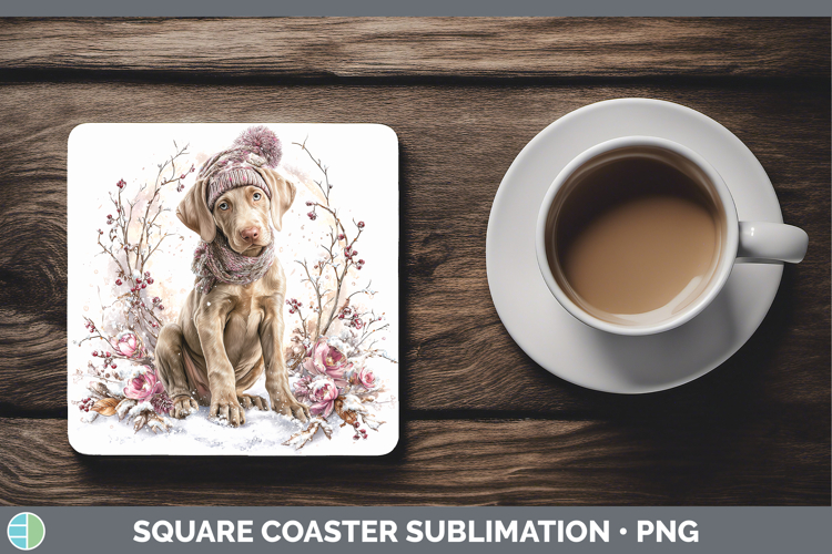 Weimaraner Dogs 01 Winter Knit Hat Square Coaster Sublimatio