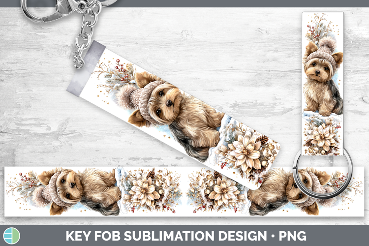 Yorkshire Terrier Dogs 01 Winter Knit Hat Key Fob Sublimatio
