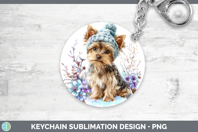 Yorkshire Terrier Dogs 01 Winter Knit Hat Keychain Sublimati