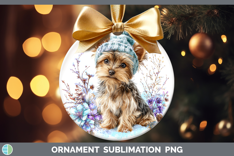Yorkshire Terrier Dogs 01 Winter Knit Hat Ornament Sublimati