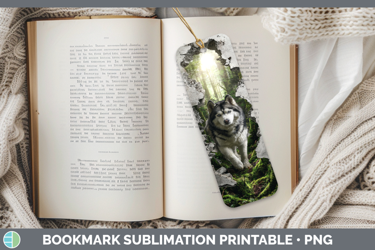 Alaskan Malamute Dogs 02 3D Hole Bookmark Sublimation Design
