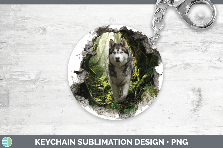 Alaskan Malamute Dogs 02 3D Hole Keychain Sublimation Design
