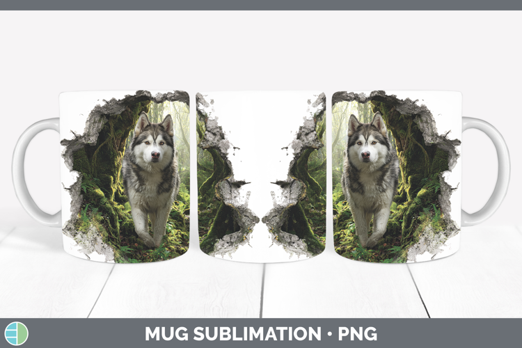 Alaskan Malamute Dogs 02 3D Hole Mug Wrap Sublimation Design