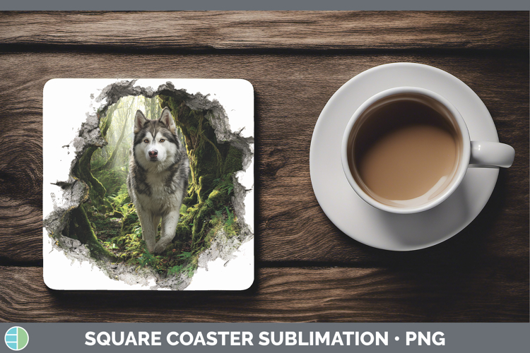 Alaskan Malamute Dogs 02 3D Hole Square Coaster Sublimation