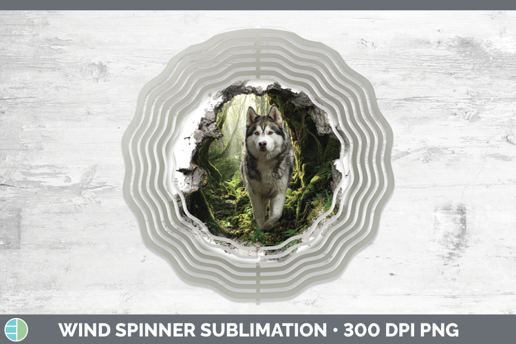Alaskan Malamute Dogs 02 3D Hole Wind Spinner Sublimation De