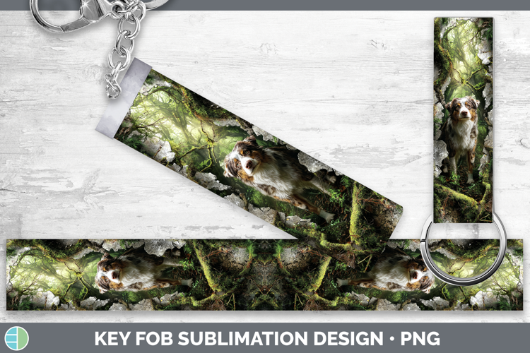 Australian Shepherd Dogs 02 3D Hole Key Fob Sublimation Desi