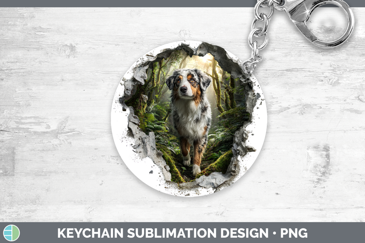 Australian Shepherd Dogs 02 3D Hole Keychain Sublimation Des