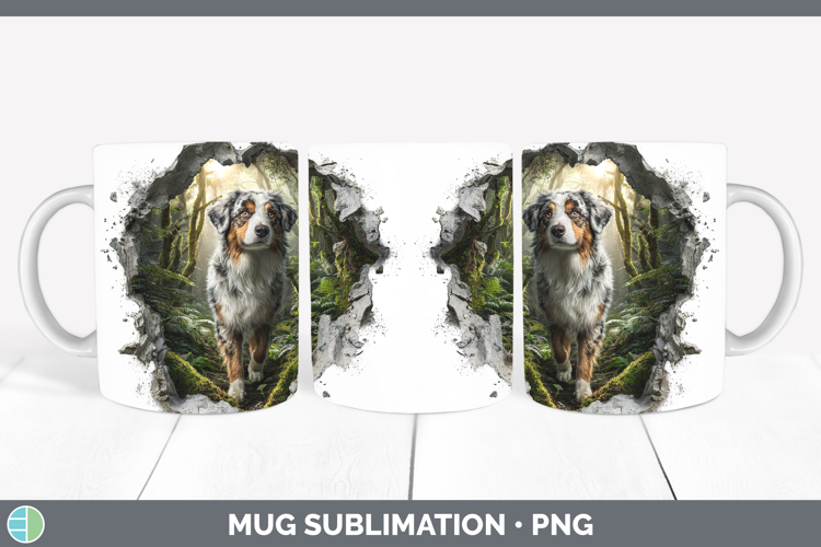 Australian Shepherd Dogs 02 3D Hole Mug Wrap Sublimation Des