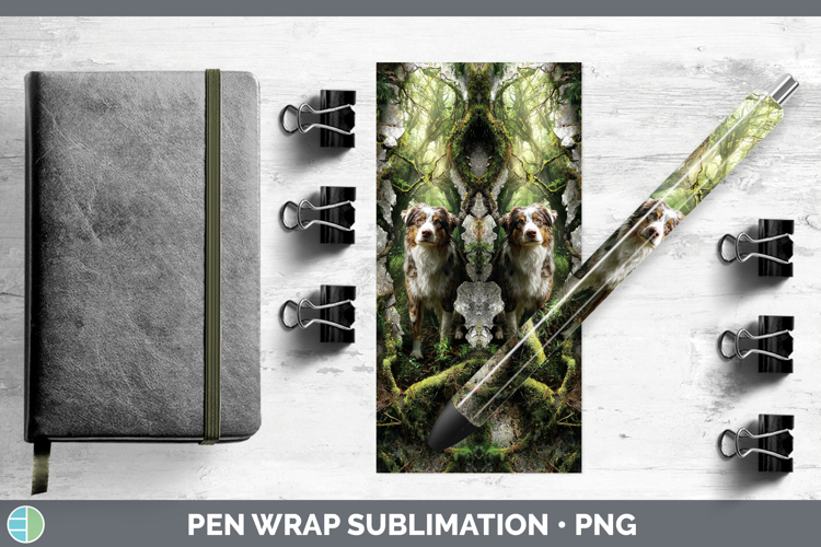 Australian Shepherd Dogs 02 3D Hole Pen Wrap Sublimation Des