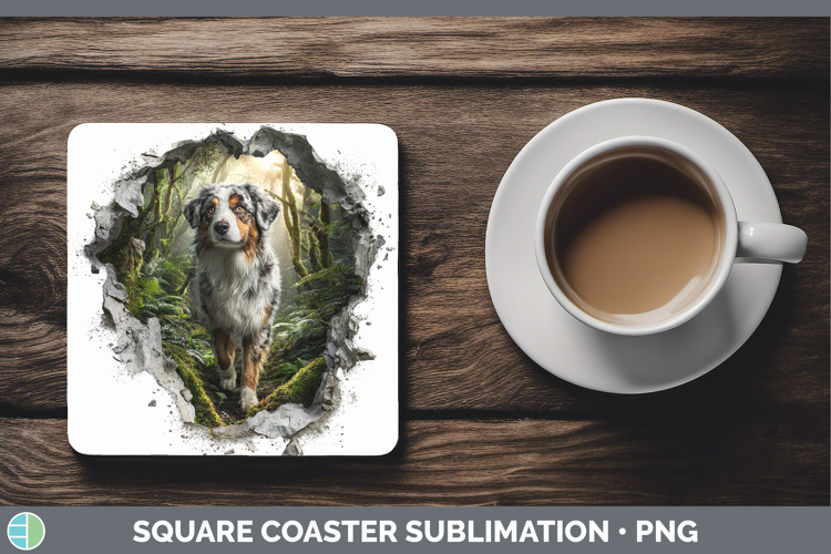 Australian Shepherd Dogs 02 3D Hole Square Coaster Sublimati