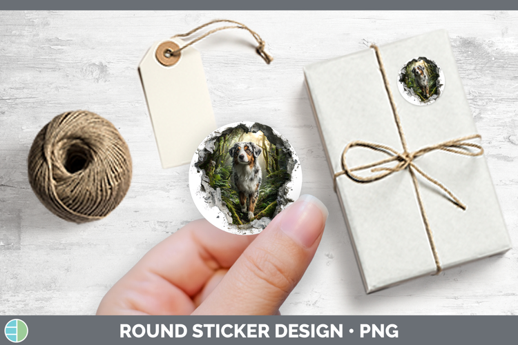 Australian Shepherd Dogs 02 3D Hole Stickers Design
