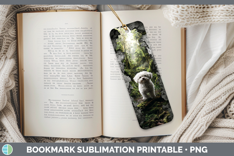 Bichon Frise Dogs 02 3D Hole Bookmark Sublimation Design