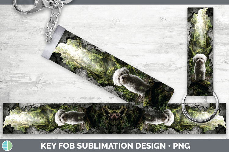 Bichon Frise Dogs 02 3D Hole Key Fob Sublimation Design