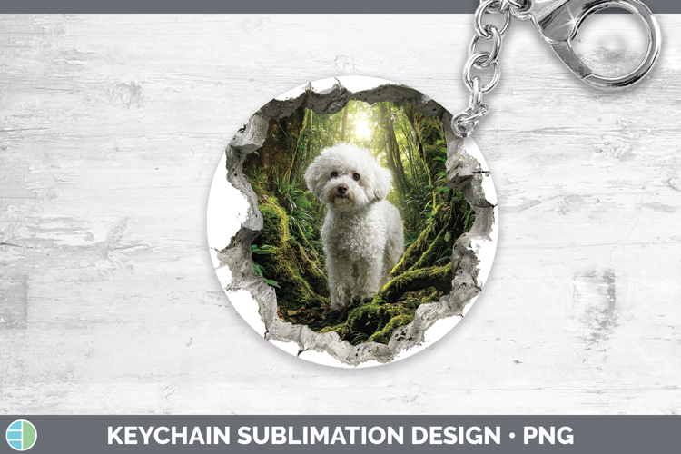 Bichon Frise Dogs 02 3D Hole Keychain Sublimation Design