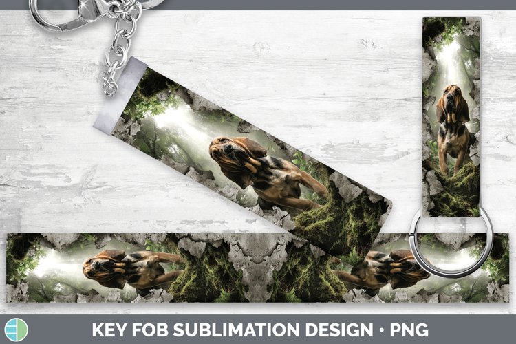 Bloodhound Dogs 02 3D Hole Key Fob Sublimation Design