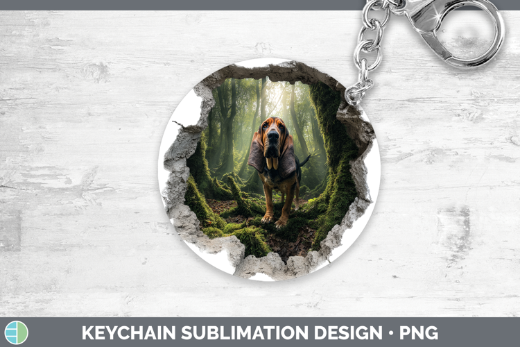 Bloodhound Dogs 02 3D Hole Keychain Sublimation Design
