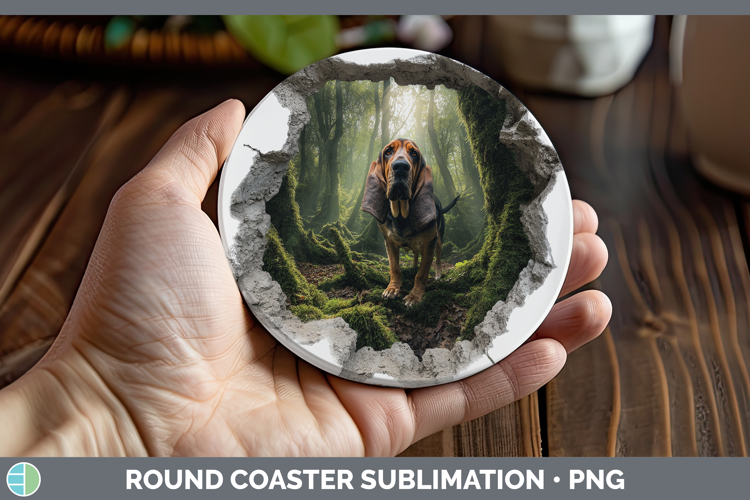 Bloodhound Dogs 02 3D Hole Round Coaster Sublimation Design