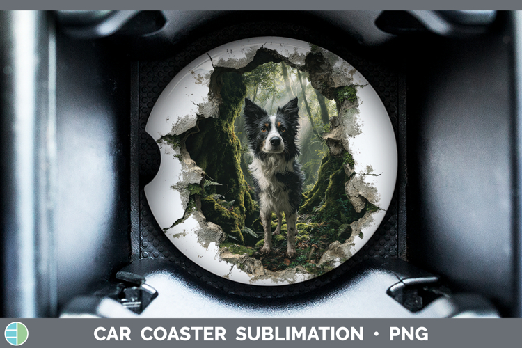 Border Collie Dogs 02 3D Hole Car Coaster Sublimation Design