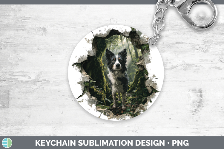 Border Collie Dogs 02 3D Hole Keychain Sublimation Design