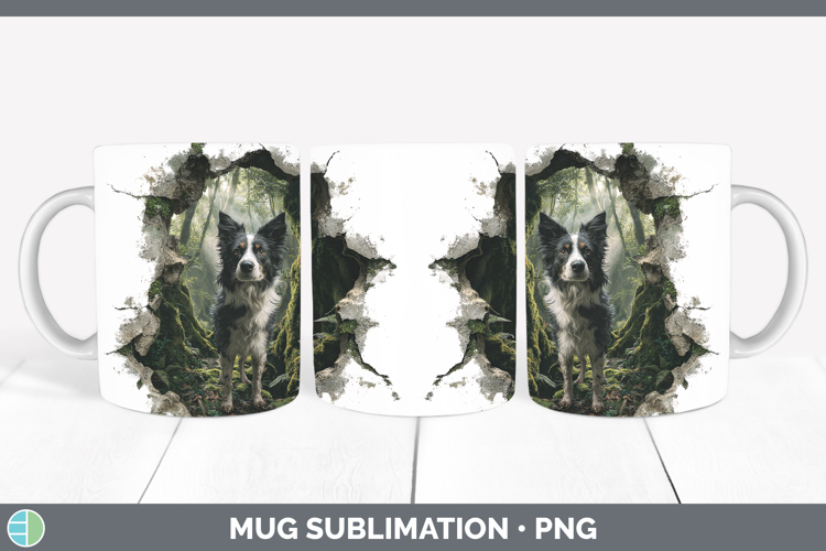Border Collie Dogs 02 3D Hole Mug Wrap Sublimation Design